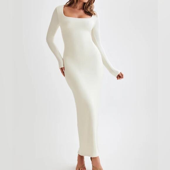 NWT REVOLVE & LUXURY high end lovers COMMENSE square neck ribbed MAXI Dress S - Picture 1 of 9